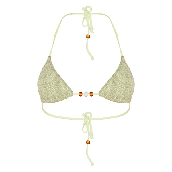 Vert Sauge Haut De Bikini Triangle Avec Détails De Perles Texturées