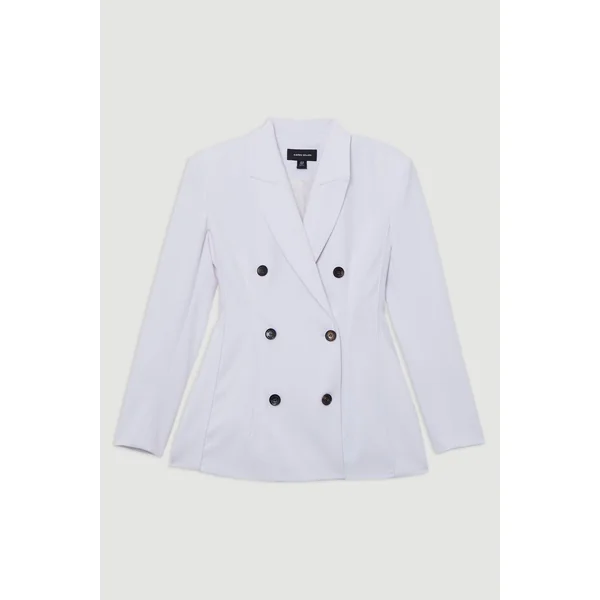 Veste ajustée à double boutonnage avec détails de surpiqûres contrastées