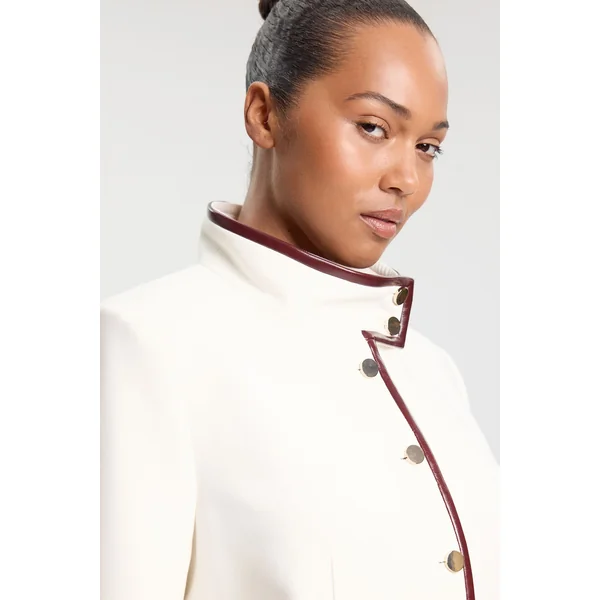Veste Cintrée Grande Taille En Mélange Synthétique Stretch Compact Avec Ceinture
