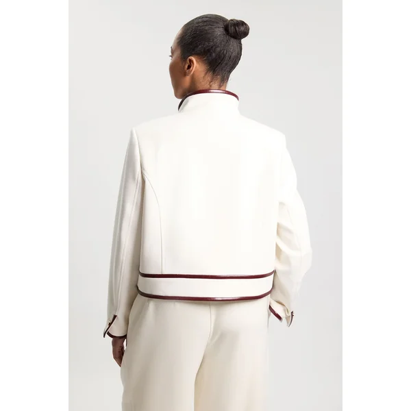 Veste Cintrée Grande Taille En Mélange Synthétique Stretch Compact Avec Ceinture