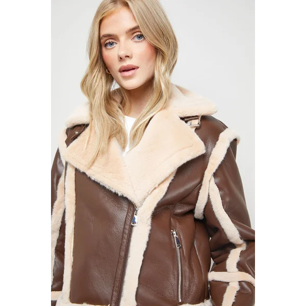 Veste d'Aviateur en synthétique avec Doublure Mouton