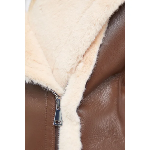 Veste d'Aviateur en synthétique avec Doublure Mouton