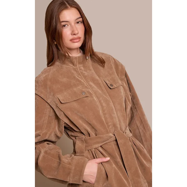 Veste En Synthétique À Manches Ballon Et Patte De Boutonnage Dissimulée