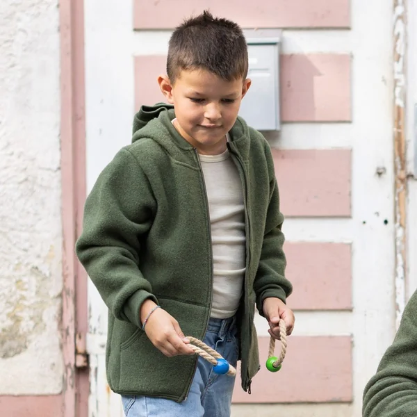 Veste polaire enfant à capuche et zip - pure laine bio ENGEL NATUR