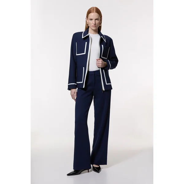 Veste tailleur compacte stretch à finitions effilées et poches