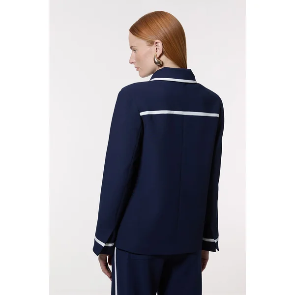 Veste tailleur compacte stretch à finitions effilées et poches