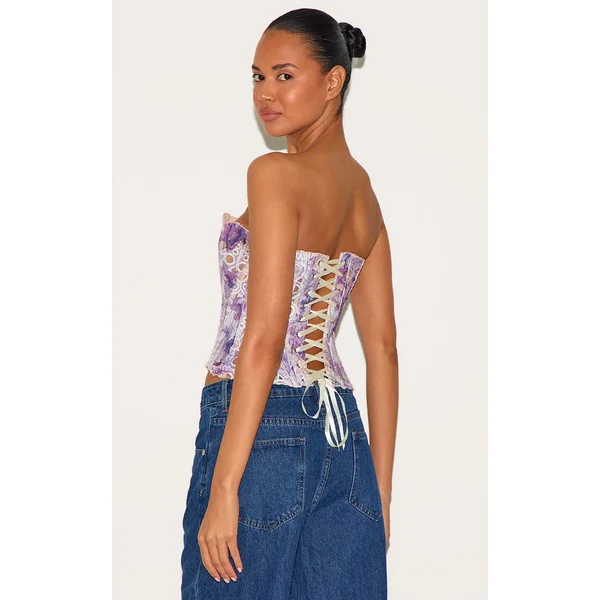 Violet Corset En Dentelle Florale Transparente Texturée