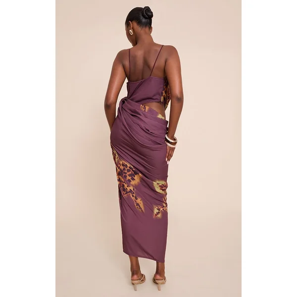 Violet Robe Mi-longue En Mousseline Avec Découpes Et Drapés