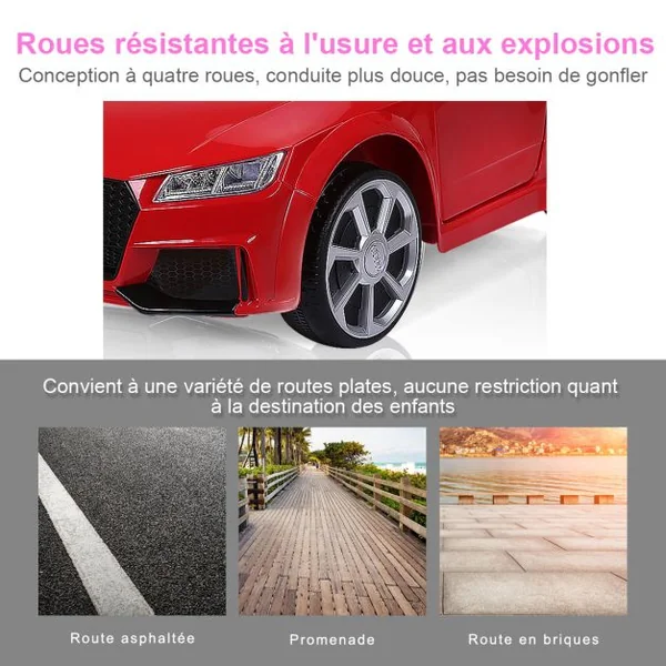 Voiture Audi TTRS Electrique pour Enfants 12V Max. 5 Km/h Double Porte avec Télécommande 2.4G Blanc