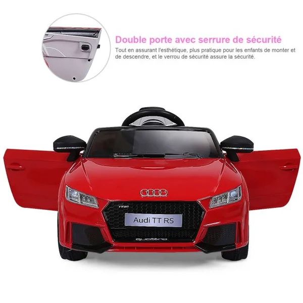 Voiture Audi TTRS Electrique pour Enfants 12V Max. 5 Km/h Double Porte avec Télécommande 2.4G Blanc