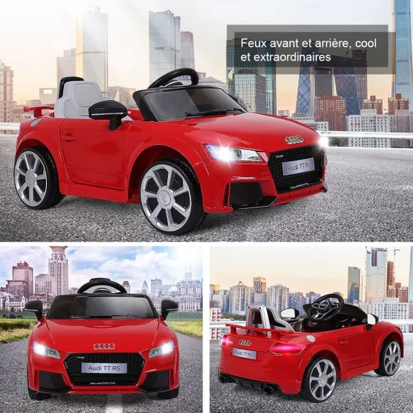 Voiture Audi TTRS Electrique pour Enfants 12V Max. 5 Km/h Double Porte avec Télécommande 2.4G Blanc