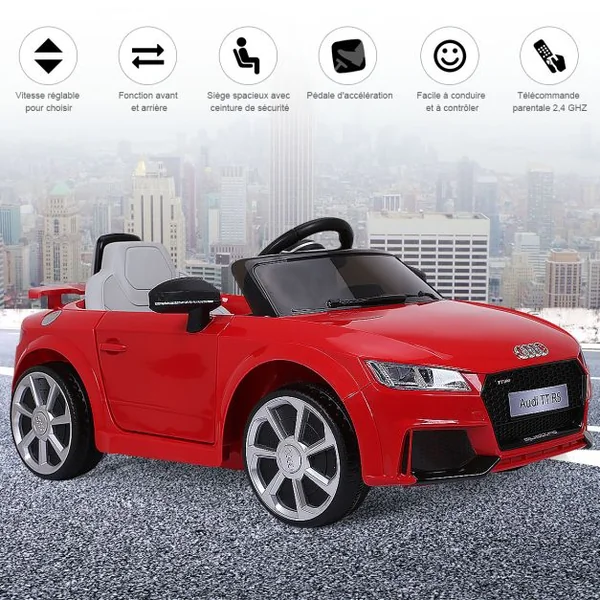 Voiture Audi TTRS Electrique pour Enfants 12V Max. 5 Km/h Double Porte avec Télécommande 2.4G Blanc