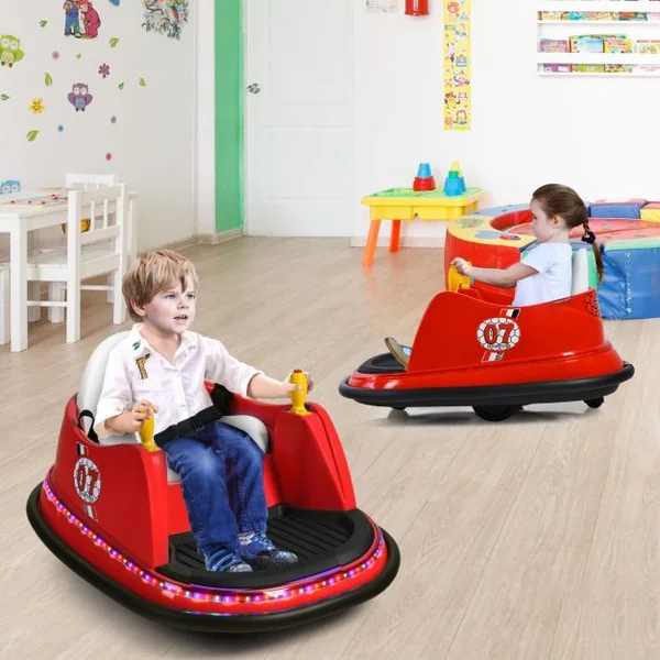 Voiture Auto Tamponneuse Électrique 6V pour Enfants 2-5 Ans avec Télécommande Effet Sonore et Lumineux 57x75x42cm Bleu/Rouge/Rose/Violet/Vert