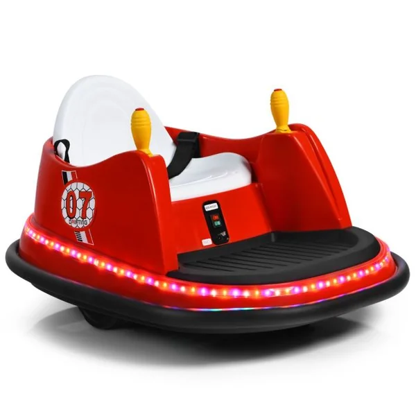 Voiture Auto Tamponneuse Électrique 6V pour Enfants 2-5 Ans avec Télécommande Effet Sonore et Lumineux 57x75x42cm Bleu/Rouge/Rose/Violet/Vert