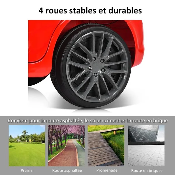 Voiture Electrique 12 V Enfant Max. 4,5 Km/H avec 2 Moteur Télécommande MP3 Effets Sonores Lumineux Maserati Rouge