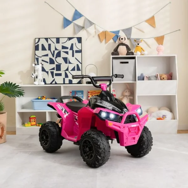Voiture Electrique 12 V pour Enfants Quad pour Enfants de 3-8 Ans Vitesse Elevée/Basse Siège Confortable Roues Larges Jaune/Rouge/Rose/Vert