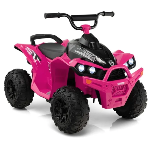 Voiture Electrique 12 V pour Enfants Quad pour Enfants de 3-8 Ans Vitesse Elevée/Basse Siège Confortable Roues Larges Jaune/Rouge/Rose/Vert
