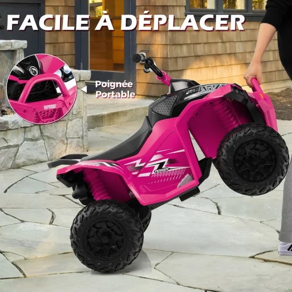 Voiture Electrique 12 V pour Enfants Quad pour Enfants de 3-8 Ans Vitesse Elevée/Basse Siège Confortable Roues Larges Jaune/Rouge/Rose/Vert
