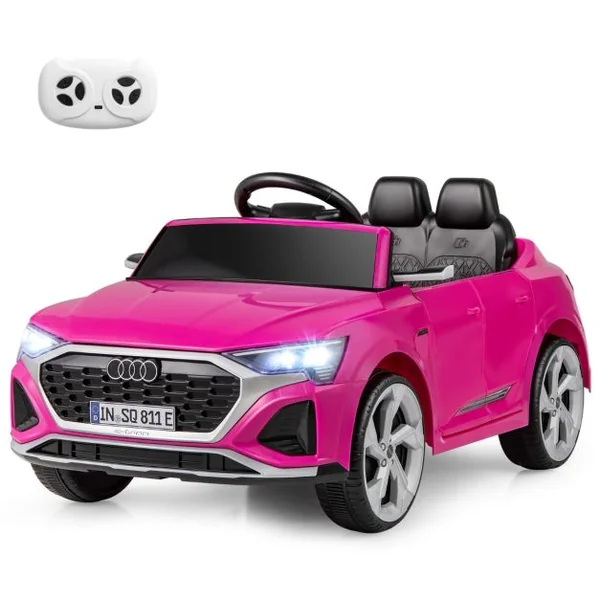 Voiture Electrique 12 V pour Enfants Sous Licence Audi SQ8 avec Télécommande Klaxon Lumières LED Musique 3 Vitesses pour 3 Ans+ Rose/Noir/Blanc