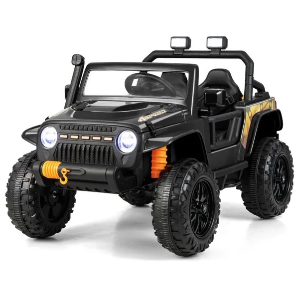 Voiture Electrique 12V/10Ah pour Enfants Télécommande 2,4G Ressorts de Suspension Musique Klaxon LED pour 3 Ans+ Noir
