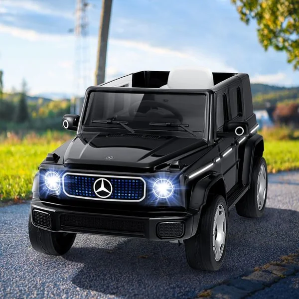 Voiture Electrique 12V pour Enfants Sous Licence Mercedes-Benz EQG 4 Roues Motrices Télécommande Batterie Amovible Noir/Blanc
