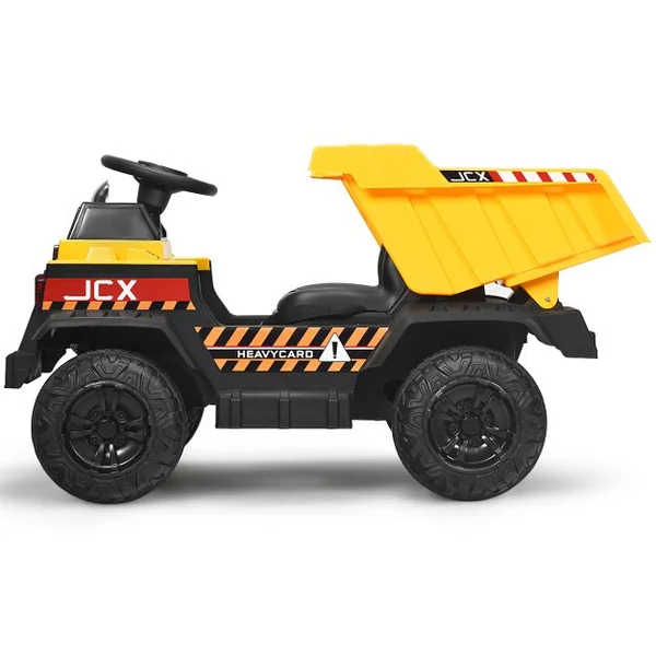 Voiture Electrique Camion Benne à Batterie 12V pour Enfants Vitesse Max : 5 km/h Télécommande Fonction Lumineuses Sonores Jaune