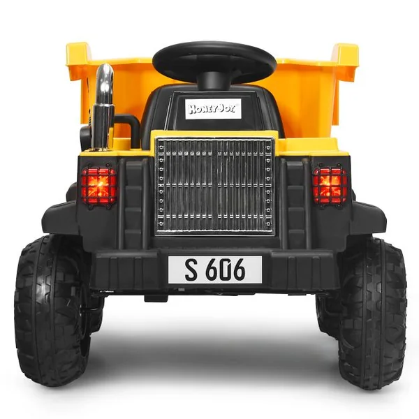 Voiture Electrique Camion Benne à Batterie 12V pour Enfants Vitesse Max : 5 km/h Télécommande Fonction Lumineuses Sonores Jaune