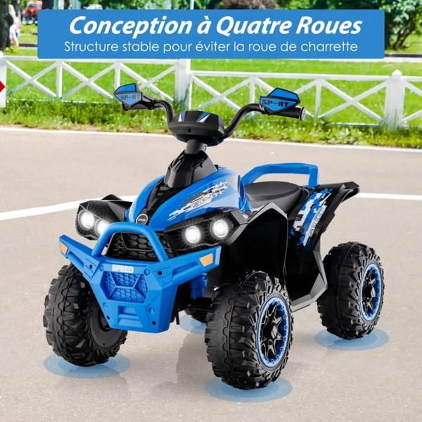 Voiture Electrique pour Enfants 12V 7Ah LED Musique Pédale Klaxon 3-4 km/h pour Enfants de 3 à 8 ans Rose/Bleu/Violet/Noir/Naturel + Gris