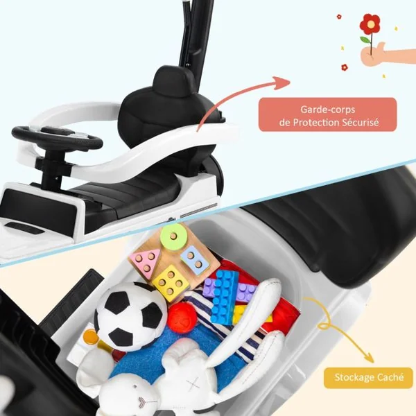 Voiture à Pousser pour Enfant sous Licence Poussette avec Auvent Réglable Garde-corps et Klaxon pour 1-3 Ans 4 Couleurs au Choix