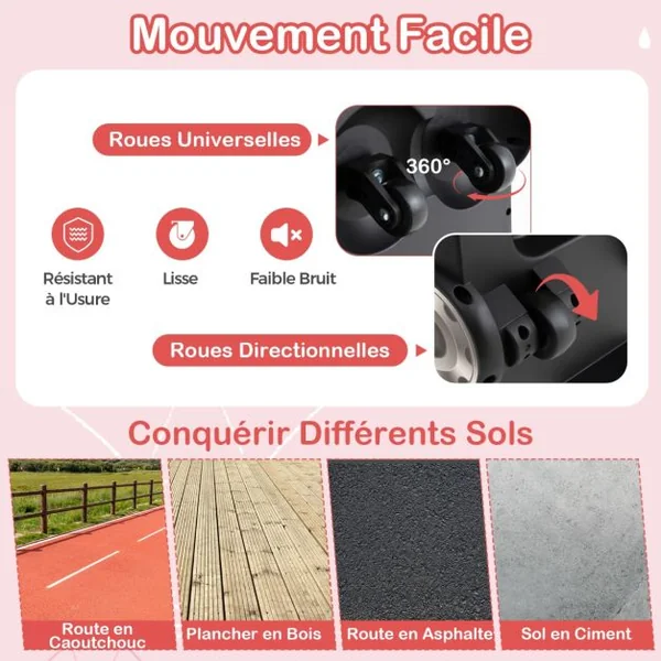 Voiture à Pousser pour Enfants en Forme de Bus Scolaire Roues Universelles Bloc Anti-basculement Voiture Pied au Sol pour 19-36 Mois Rouge