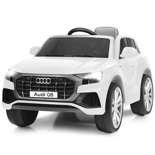 Voiture Électrique 12 V pour Enfants 2 Moteurs Vitesse Max : 5 km/h Télécommande 2.4G Lumières LED MP3 Effect Sonore Blanc