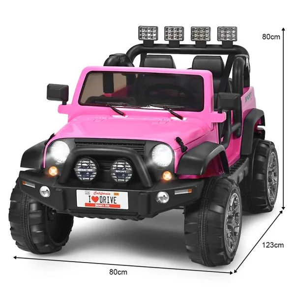 Voiture électrique 12 V Véhicule Electrique 2 Places avec Télécommande 2.4 G Suspension à Ressorts Lumières pour plus de 3 Ans Blanc/Rose/Noir/Rouge