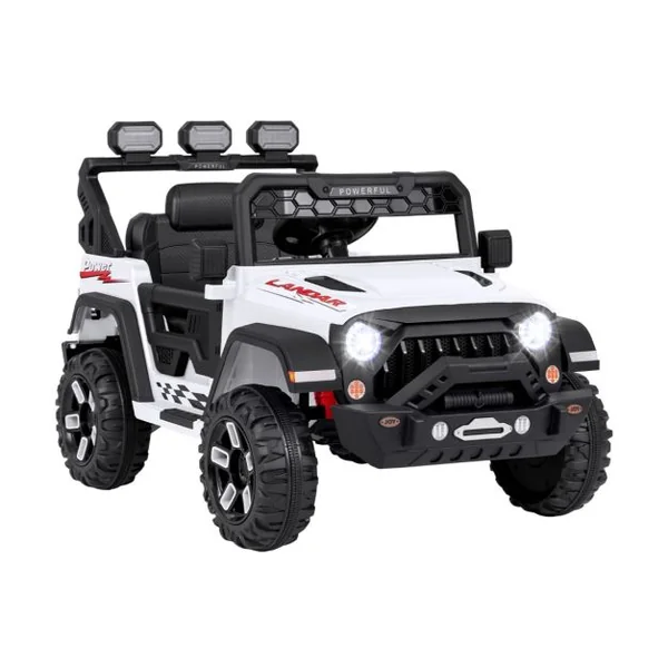 Voiture Électrique 12V Enfants avec Télécommande Affichage Batterie Roues à Bande de Roulement Démarrage Doux 3 Vitesses Blanc
