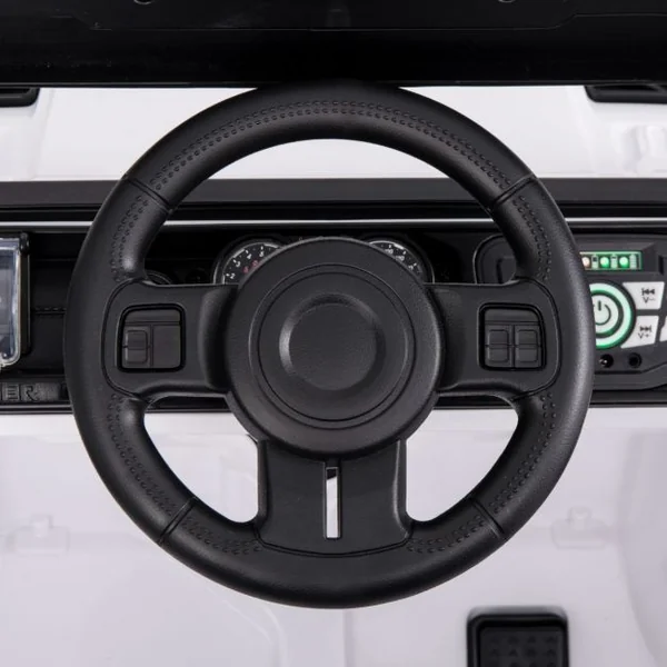 Voiture Électrique 12V Enfants avec Télécommande Affichage Batterie Roues à Bande de Roulement Démarrage Doux 3 Vitesses Blanc