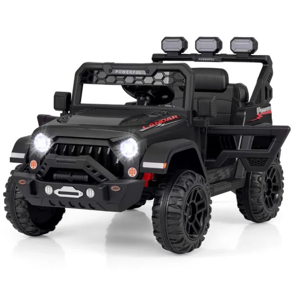 Voiture Électrique 12V Enfants avec Télécommande Affichage Batterie Roues à Bande de Roulement Démarrage Doux 3 Vitesses Noir