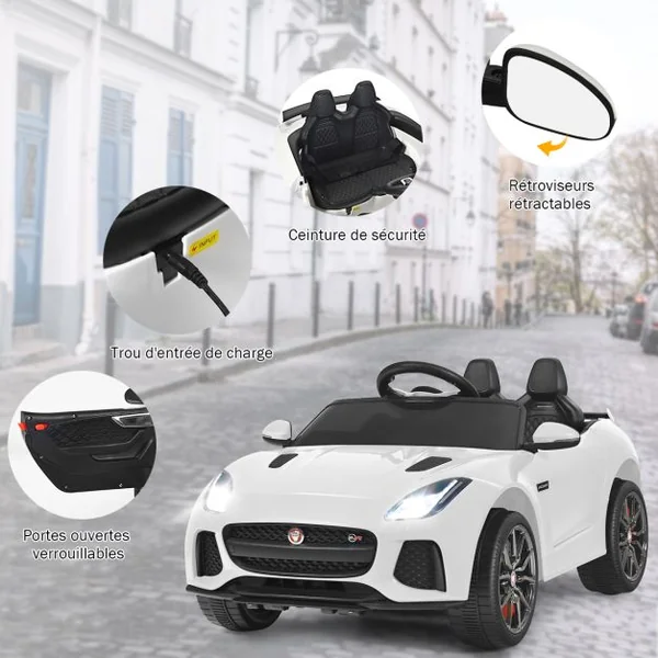 Voiture Électrique 12V pour Enfants 3-8 Ans avec Télécommande 2.4G Suspension à Ressorts et 2 Portes Verrouillables 5 Couleurs