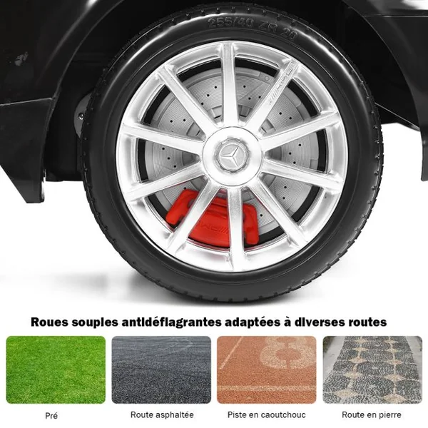 Voiture Électrique 12V pour Enfants 3-8Ans V. 2-5 km/h avec Télécommande 2.4 G Effets Sonores et Lumineux 120x70x52cm Noir