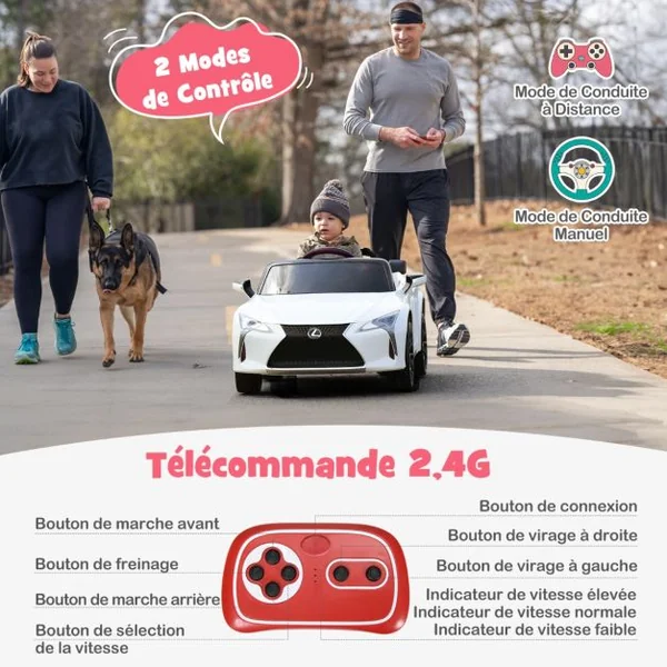 Voiture Électrique 12v Sous Licence Officielle Lexus pour Enfant Blanc