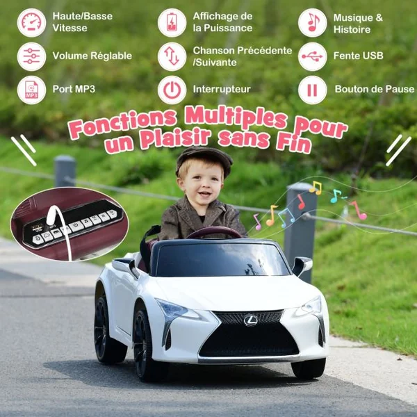 Voiture Électrique 12v Sous Licence Officielle Lexus pour Enfant Blanc