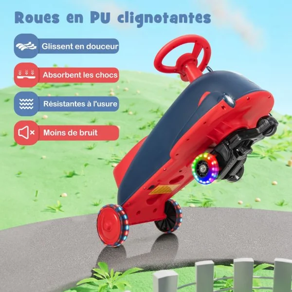 Voiture Électrique 2 En 1 Pour Enfants Musique Pédal Anti-Renversement Capacité 30 Kg Pour 3 Ans+ Bleu