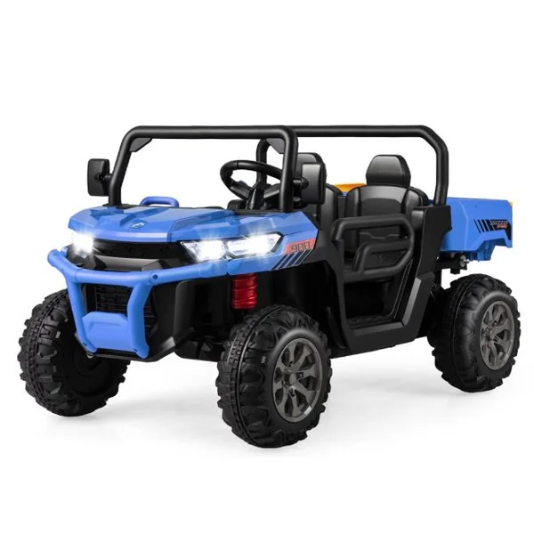 Voiture Électrique 2 Places Enfant 12V 2 Moteurs avec Télécommande 2,4 G 3-8 KM/H Charge 50KG 3-8 Ans Bleu