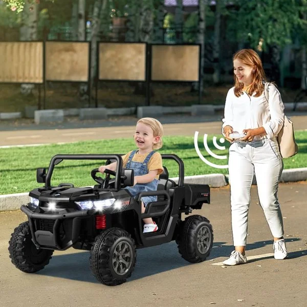 Voiture Électrique 2 Places Enfant 12V 2 Moteurs avec Télécommande 2,4 G 3-8 KM/H Charge 50KG 3-8 Ans Noir