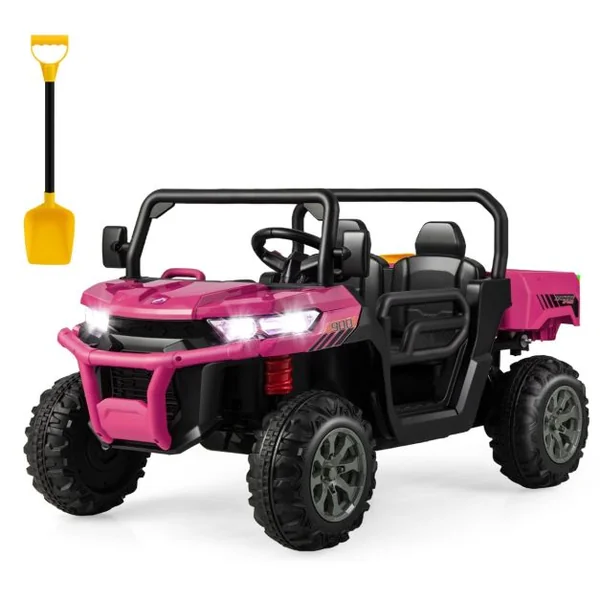 Voiture Électrique 2 Places Enfant 12V 2 Moteurs avec Télécommande 2,4 G 3-8 KM/H Charge 50KG 3-8 Ans Rose