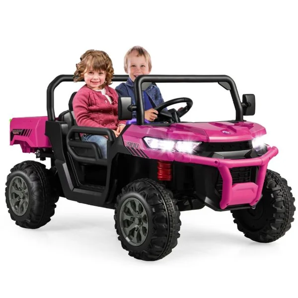 Voiture Électrique 2 Places Enfant 12V 2 Moteurs avec Télécommande 2,4 G 3-8 KM/H Charge 50KG 3-8 Ans Rose