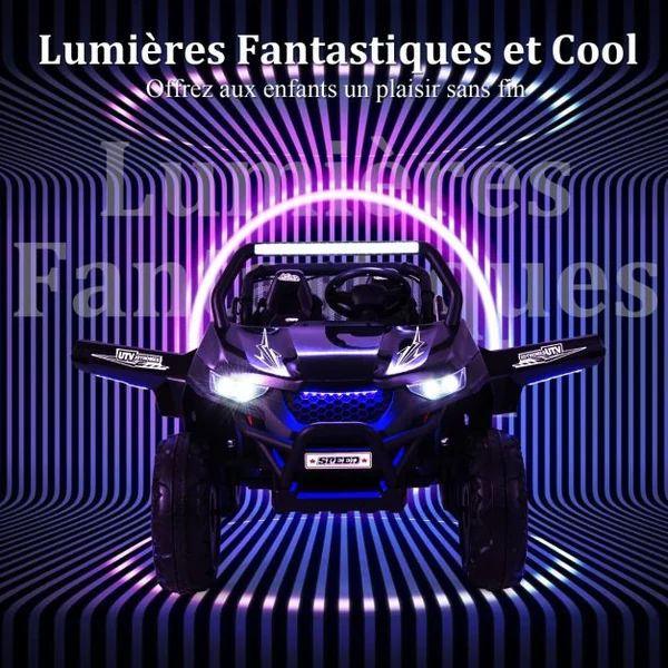 Voiture électrique Enfant 12 V Télécommande pour 3-8 Ans 2 Vitesses Ressort de Suspension Charge 59KG 118x74x71CM Noir/Rose/Rouge