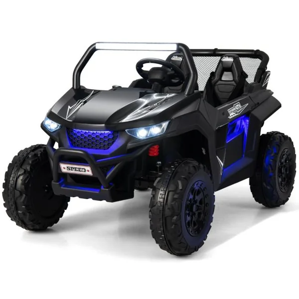 Voiture électrique Enfant 12 V Télécommande pour 3-8 Ans 2 Vitesses Ressort de Suspension Charge 59KG 118x74x71CM Noir/Rose/Rouge
