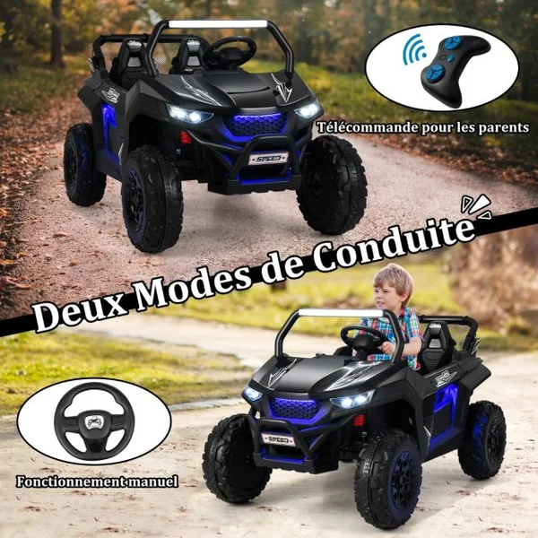 Voiture électrique Enfant 12 V Télécommande pour 3-8 Ans 2 Vitesses Ressort de Suspension Charge 59KG 118x74x71CM Noir/Rose/Rouge