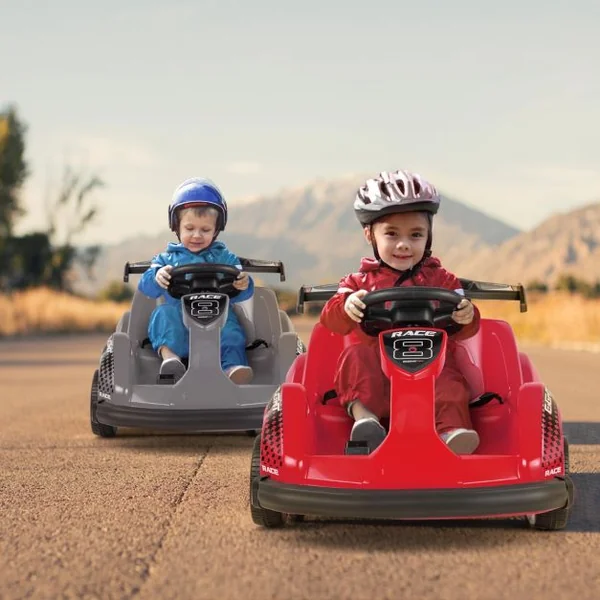 Voiture Électrique Kart pour Enfants 6V/500 mA Télécommande 2,4G - 3 km/h Effets Sonores et Musique 3-8 Ans Rouge