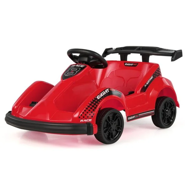 Voiture Électrique Kart pour Enfants 6V/500 mA Télécommande 2,4G - 3 km/h Effets Sonores et Musique 3-8 Ans Rouge