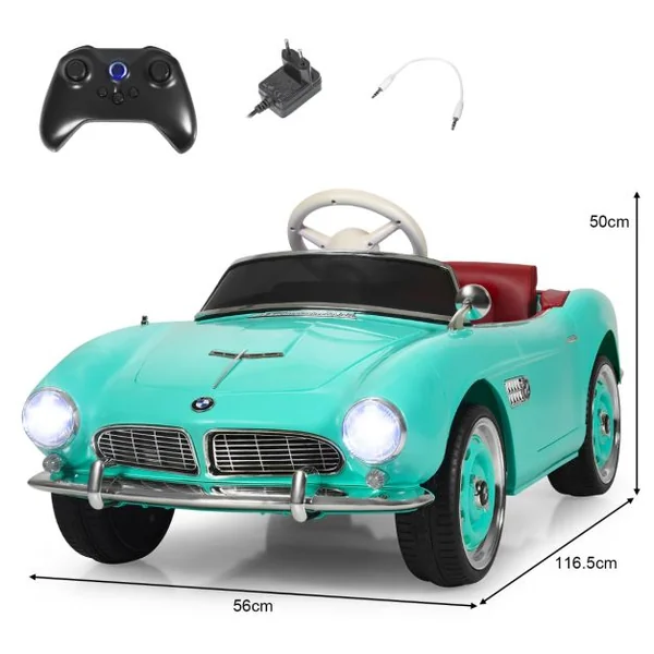Voiture Électrique pour Enfants 12V Sous Licence Bmw 507 Télécommande 2,4G Feux Avant/arrière Petites Roues pour Les 3 à 8 Ans Vert
